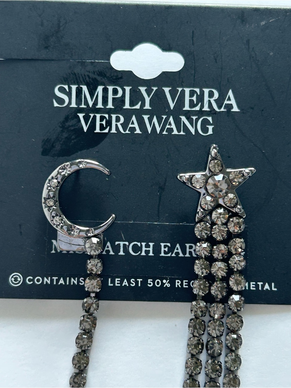 Simply Vera Vera Wang Silver Star/Moon Mismatch Cascade Drop Earrings